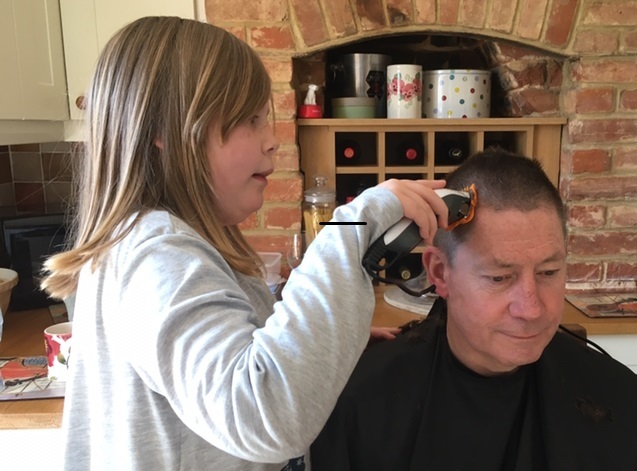 Ellie B Cutting Dads Hair